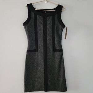 Voir Voir Black Trim Knee Length Sleeveless Side Zip Sheath Dress Size 8 NWT